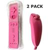AMG Global AMGGLOBAL® 2 x Nunchuck 2 x Remote Nunchuk Controller For Nintendo Wii Remote WII + FREE SILICONE COVER PINK BLACK BLUE WHIE RED Bundle