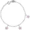 Sakrami Bracciale con Tre Ciondoli a forma di Fiori con Zirconi Rosa Confezione Regalo Personalizzata kids Collection - Braccialetto per Nascita Comunione o Battesimo
