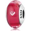 LES FOLIES DI PAOLA GRIECO Charm Murrina Silicone Rosso cuori rosa in argento 925 - Les Folies per Pandora