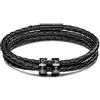 MeMeDIY Braccialetti personalizzati con incisione 2-6 nomi Identificazione di identificazione Perline in vera pelle in acciaio inossidabile Polsino intrecciato Regali per damigella d'onore (2 perline)