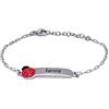 amorili Bracciale Bambina Personalizzato con Nome - Coccinella Portafortuna - Acciaio Inox Anallergico - Idea Regalo Bimba Battesimo Compleanno - Made in Italy bcc3109