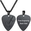 U7 Collana Plettro Chitarra Uomo Nero Acciaio Inossidabile Collana Personalizzata Uomo Ciondolo Plettro Musica Gioielli Musicale Placcato Nero, Regalo per Compleanno Natale Anniversario