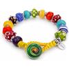 SAGA GIOIELLI Bracciale Colorato con Perle in Vetro - Bracciale Artigianale Multicolore Regolabile 23 cm - Gioiello Unisex Uomo Donna - Idea Regalo Originale (PEACE)