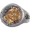 ForFox Anello occhio di horus egiziano in argento sterling 925 bicolore anello da mignolo per uomo donna aperto regolabile