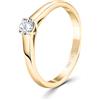 EDELIND Anello solitario diamante 0.20 ct Oro Giallo 18K 750 Anello Donna con Diamante taglio Brillante Anello di Fidanzamento Ø 54 mm con scatola regalo