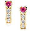 Sakrami Orecchini per Bambini in Oro Giallo 9KT a forma di Cuore con Zircone Colorato Kids Collection + Confezione Regalo Personalizzata - Orecchini per Nascita Comunione o Battesimo