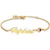 MMXX Bracciale con Nome Personalizzato o Cavigliera per Donna Bracciali Personalizzati con Targhetta in Oro/Argento/Oro Rosa con Pietra Portafortuna Regalo per Madre Fidanzata Figlia - A4