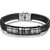 kaululu Bracciale Pelle Uomo Personalizzato in Argento con Famiglia Coppia Nomi Incisione Braccialetti Uomo con Nomi per Padre Fidanzato Migliore Amico Personalizzati Bracciali (Nero-6)