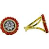 sicilia bedda - Set Corallo Rosso del Mediterraneo e Cammeo - Argento 925 placato oro 18 kt - Prodotto Artigianale - IDEA REGALO (Anello)