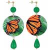 IN Lebole Collezione The Circle DOR64 Farfalla Orecchini da Donna in Ottone Pietra Verde