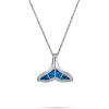 Bling Jewelry Ciondolo a forma di coda di balena con pinna di pesce in opale creato con intarsio blu nautico per collana da donna per fidanzata in argento sterling .925