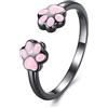 NewL Anello in argento Sterling 925 minimalista con zampa di cane stampa ad alta polacco resistente all'ossidazione, vestibilità comoda e regolabile, Argento sterling