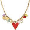 SINGULARU - Collana multi-charms cuori. Acciaio con bagno in oro 18 kt e ceramica. Gioielli da donna.