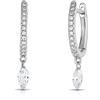 Skcess Orecchini a cerchio in argento 925 da donna, orecchini pendenti con zirconia cubica bianca, orecchini alla moda Omega-Back, Zirconia cubica
