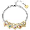 kaululu Bracciale Donna Personalizzato con Nome Famiglia Bracciale Cuore con Incisione Pietre Portafortuna per Mamma, Nonna Regalo Natale Festa della Mamma (5 Nome)