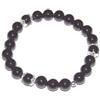 GENERICO Bracciale elastico in argento con sfere in onice su coccu sabegia artigianato sardo filigrana