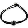 Filu & Trama Bracciale argento PORTAFORTUNA UNISEX su coccu kokos sabegia cordino Bottone sardo 21 CM REGOLABILE (Nero)