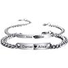 MeMeDIY 2 Pezzi Braccialetti Coppia Personalizzata Nome/Data Dell'incisione per Fidanzato Fidanzata Bracciali Regolabili in Acciaio Inossidabile Regalo d'Amore(Colore Argento)