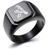 MeMeDIY Personalizzato Incisione Monogramma Lettera Anello con Sigillo per Gli Uomini Donne Custom in Acciaio Inox Nuziale Anello con Regolatori di Dimensione Dell'anello(Colore Nero Dimensione 11)