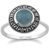 Gemondo 925 Argento Sterling Art Déco 1.44ct Color Latte Acquamarina E Marcasite Anello
