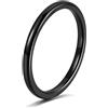 Ayoiow Anello Tungsteno 2 mm Donna, Anello Fede Donna Tungsteno Sottile Lucidato Acciaio Al Tungsteno Nessuna Pietra Preziosa, Nero Taglia 13