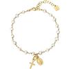 Kokomorocco - Bracciale per rosario - Medaglia della Vergine Maria Miracolosa - Croce in argento 925 - Rosario regolabile - Perline