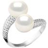 PEARLS & COLORS Anello Toi & Moi con Perle Coltivate d'Acqua Dolce 9-10 mm Qualita AAA+ in Argento 925