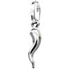 PEGASO GIOIELLI - Ciondolo Oro Bianco 18kt (750) Pendente Piccolo Corno Cornetto Portafortuna Lucido Mini Charms Uomo Donna Bambini