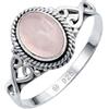 mantraroma Anello in argento 925 da donna con quarzo rosa, pietra preziosa rosa insolita e giocosa