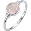 mantraroma Anello in argento 925 da donna con pietra di quarzo rosa, pietra preziosa rosa, semplice e moderno