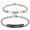 MeMeDIY Bracciale Personalizzato Braccialetti Abbinati Per Coppie Testo Nome Inciso Data Braccialetto in Corda Intrecciata Fatto a Mano Regolabile Tag in Acciaio Inossidabile Personalizzata