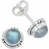 mantraroma orecchini a bottone in argento 925 con pietra di luna e pietra bianca, orecchini a bottone in vero argento sterling da donna, regalo