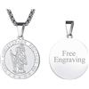 FaithHeart Collana Uomo Donna San Cristoforo Argento Nero Oro 3D Rilievo Rotondo Ovale Amuleto Talismano in 316L Acciaio Impermeabile Antiruggine 55+5 CM Catena Impresa