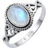 mantraroma Anello da donna in argento con pietra di luna, pietra preziosa bianca, insolito e giocoso