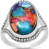 Silver Palace Anello a forma di occhio in argento Sterling 925 con pietra turchese naturale ostrica, Metallo, Ostrica turchese