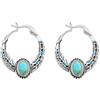 Yifnny Orecchini di piume turchesi intarsiate,orecchini cerchio vintage regalo orecchini di piume di turchese artificiali orecchini boho vintage orecchini in argento con per donne giovani (Argento)