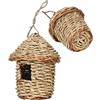 Xinhuju Casette per Uccellini in Esterna - di Paglia Naturale, capanna per la schiusa dei pappagalli, rifugio Ecologico, Grotta di Allevamento Intrecciata a Mano | Accessorio da Giardino Esterno per