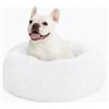 Seougee - Letto per cani calmante a forma di ciambella, morbido e felpato, rotondo, per gatti, cuscino caldo e lavabile per animali domestici con fondo antiscivolo, nido per dormire al chiuso per cani