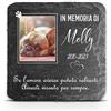 TULLUN Targa commemorativa Personalizzata Grigio Scuro per Animale Domestico marcatore tombale in Pietra d'ardesia - Dimensioni 10x10 cm - Cornice Bianca Foto