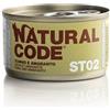 Generico Natural Code Umido Gatto Sterilised gusto TONNO e AMARANTO alimento completo in sfilaccetti per gatti adulti sterilizzati di tutte le taglie, Numero 02 | 12 scatolette da 85 grammi l'una.
