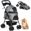 PawHut Passeggino per Cani Piccoli Pieghevole, Ruote Girevoli, Grigio
