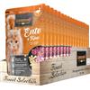 Leonardo Sacchetto salvafreschezza [16x85g Anatra + Formaggio] | Cibo umido senza cereali per gatti | Alimento completo umido in busta monoporzione