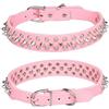 Haoyueer - Collare per cani con borchie e rivetti, collare regolabile in pelle PU per cani di taglia piccola e media: Bulldog, Pitbull, Mastino, Poodle, Boxer (M, Rosa-2)