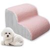 ping bu Grande scala per cani per divano letto, scala a 2/3/4 gradini, con copertura in peluche rimovibile lavabile, in schiuma ad alta densità, per cani di piccola taglia e vecchio gatto (rosa, 40 x 30 cm)