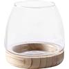 TITA-DONG Vaso per Pesci in Vetro con Base in Legno Staccabile, Vaso per Piante Idroponica Terrario Acquario Ecologico
