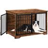 Hzuaneri 100 cm Gabbia per Cani, Marrone Rustico con Tavolo Supplemento | Nicchia Moderna per Cani, Gabbia per Cuccioli, Casetta per Animali, 2 porte, DFC02301B