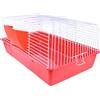 Pet's Solution - Gabbia per Coniglio Nano e Piccoli Roditori, con Portafieno e Doppia Apertura - Rosso 84,5x48,5x37h cm