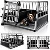 Juskys Box per trasporto cani in alluminio L-X, 89x70x51 cm - Gabbia auto robusta e facile da pulire, con porta a griglia e serratura