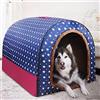 HANHAN Cuccia per cani Jumbo extra large con tetto XL, cuccia per cani di taglia media, cuscino ortopedico accogliente, comodo cuscino calmante in vimini, cuscino riscaldato, cuccia XXL, lavabile, motivo