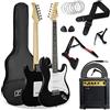 3rd Avenue Kit con chitarra elettrica di dimensioni standard con amplificatore da 10 W, accordatore, cavo di connessione, stand, custodia da trasporto, tracolla, corde, plettri, capotasto - Nero